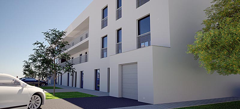 Ansicht Nord / Stellplätze